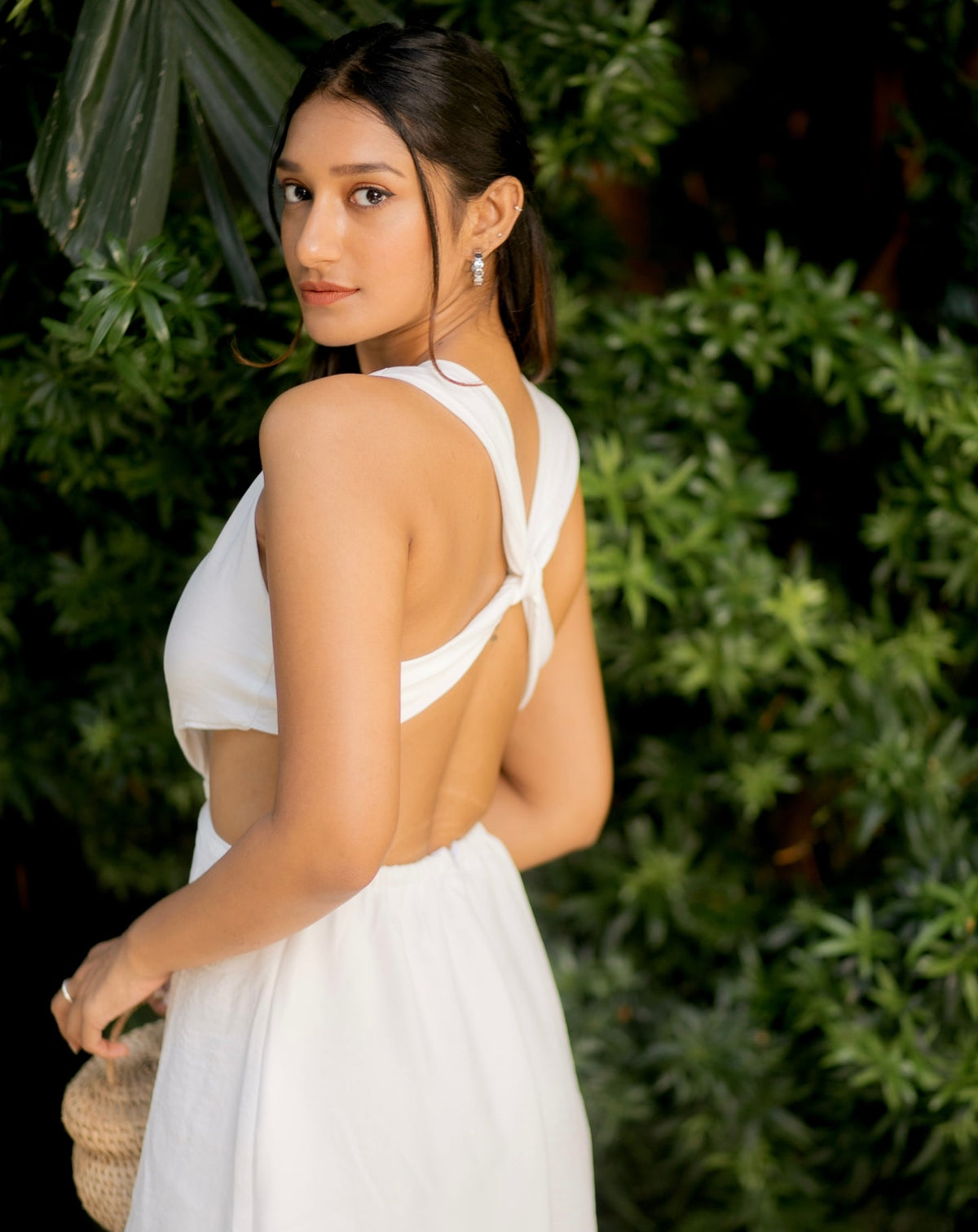 White Cut Out Knot Dress