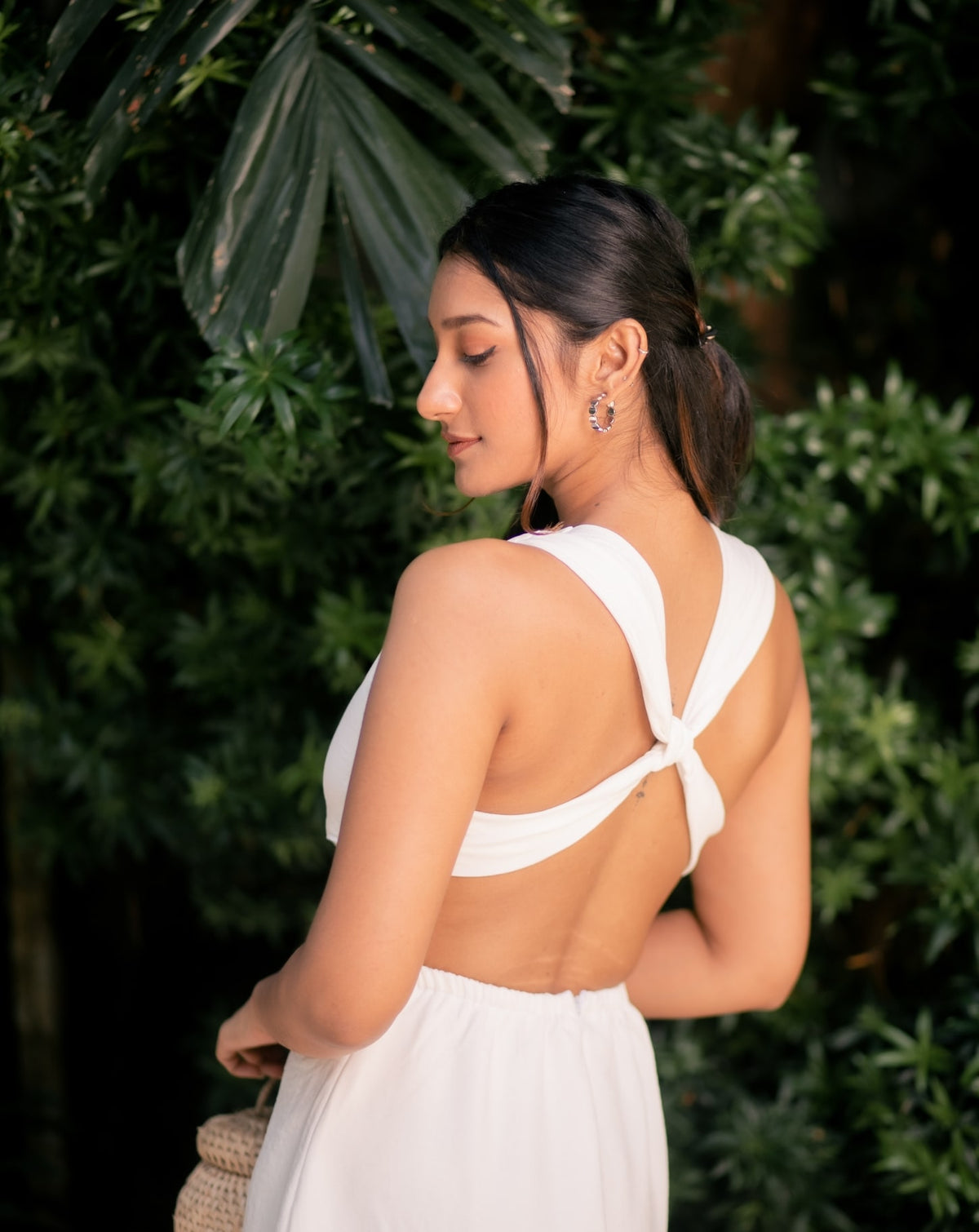 White Cut Out Knot Dress