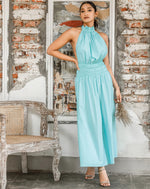 High Collar Electric Blue Dress