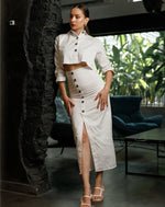 Front Button White Skirt