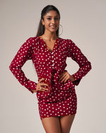 Ruched Polka Dot Chiné Mini Set with a Rose