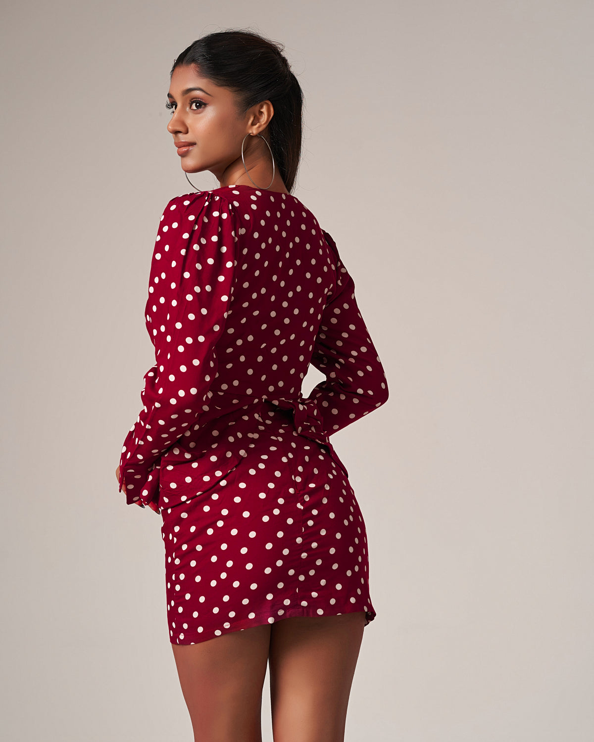 Ruched Polka Dot Chiné Mini Set with a Rose