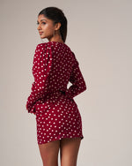 Ruched Polka Dot Chiné Mini Set with a Rose