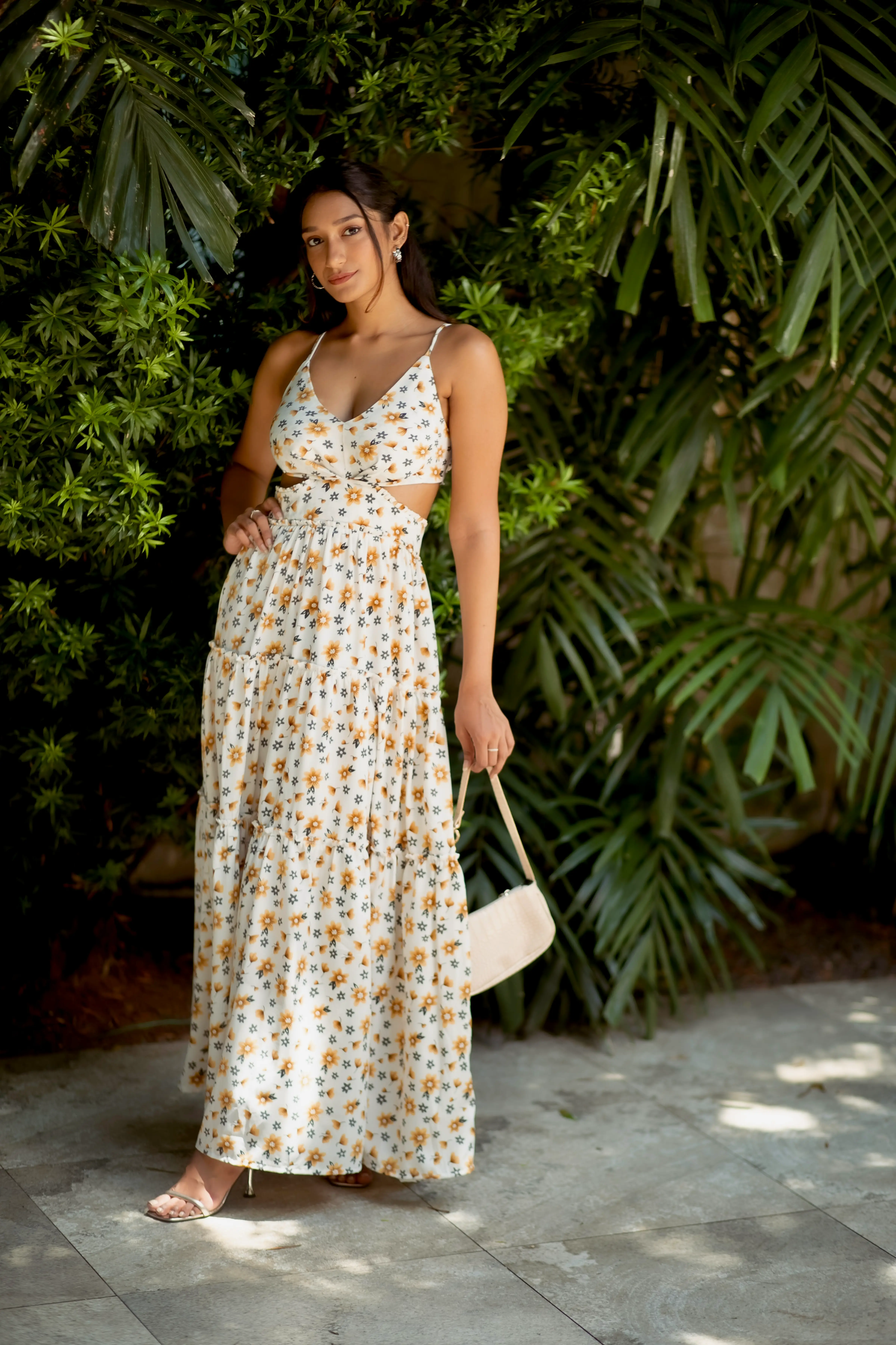 ORANGE FLORAL MAXI DRESS