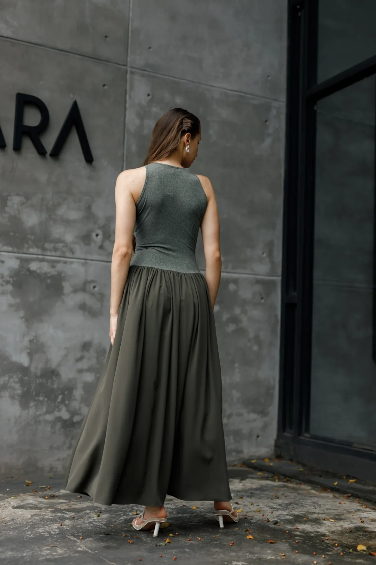 GREEN RIB LONG DRESS - Image 2