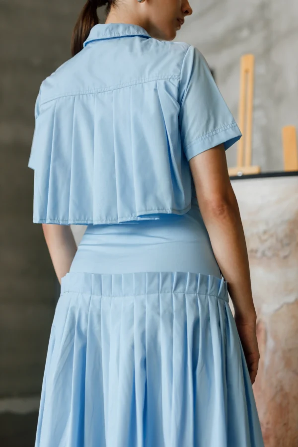 LIGHT BLUE PLEATED SHIRT - Image 2