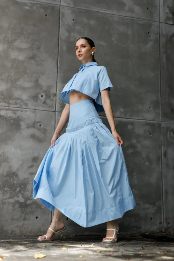 LIGHT BLUE PLEATED SKIRT - Image 2