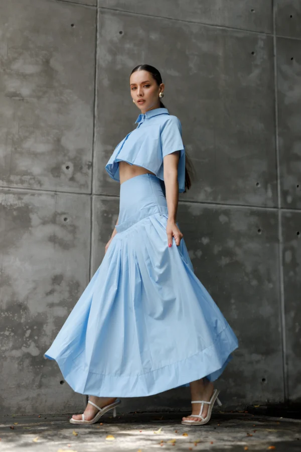 LIGHT BLUE PLEATED SKIRT - Image 3