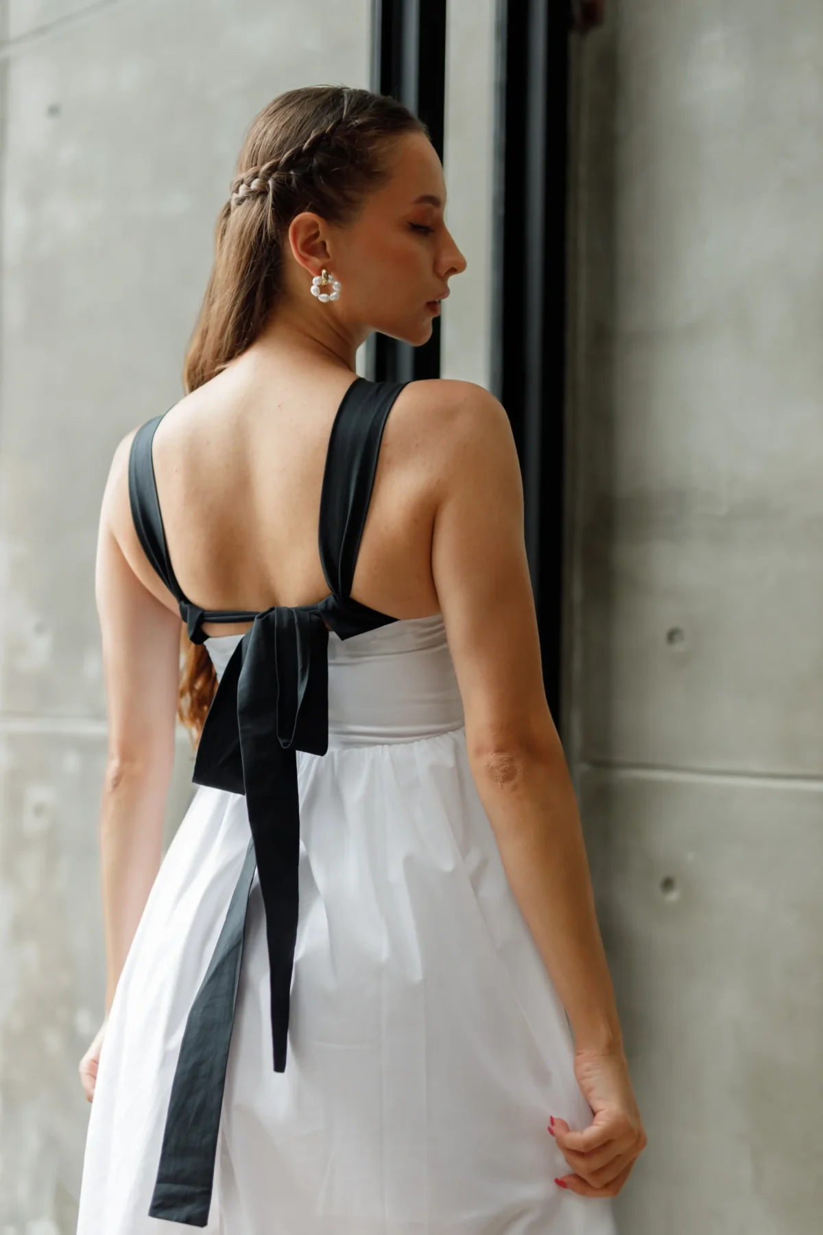 BLACK AND WHITE SEWING PATTERN DRESS - Image 3