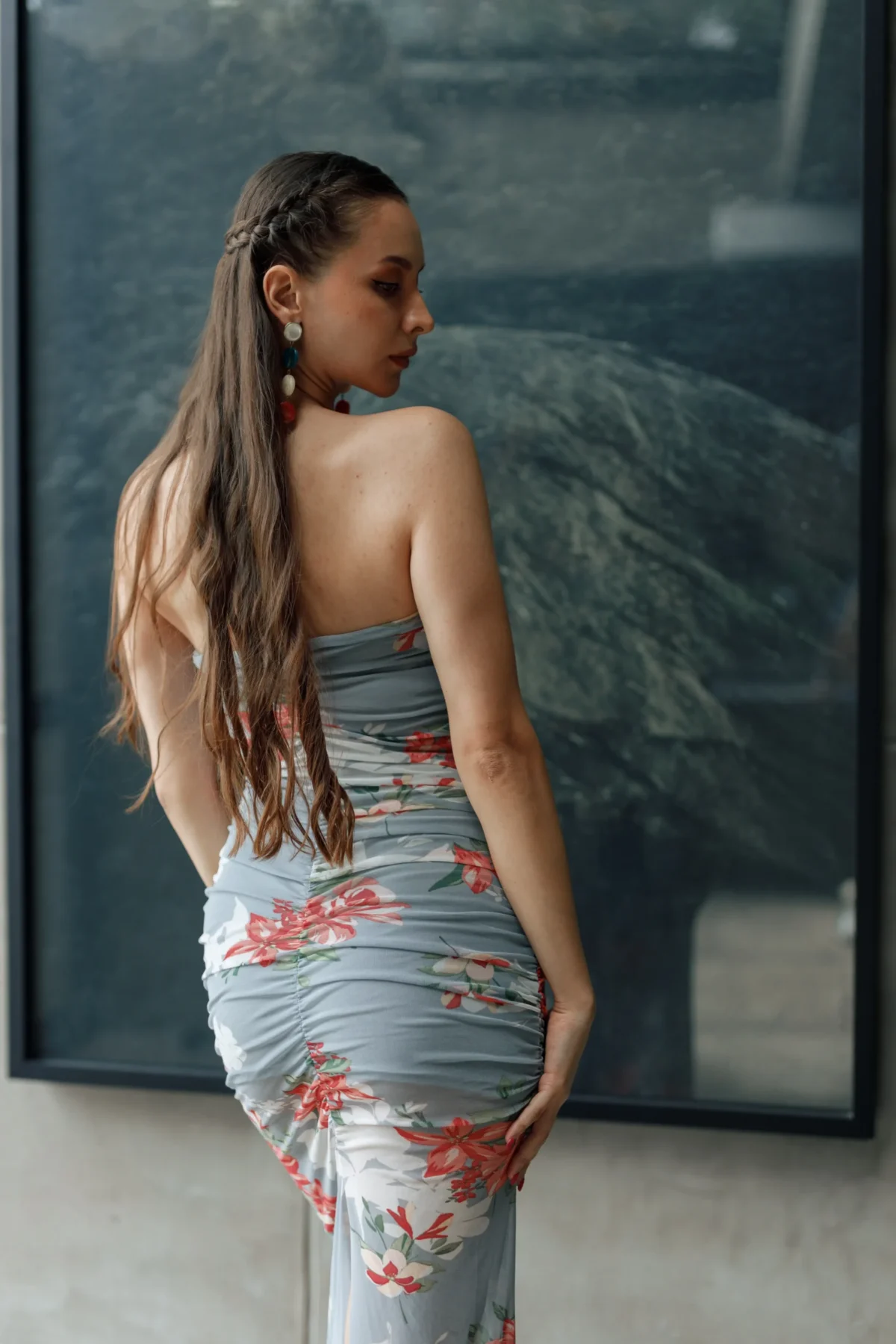 GERY NET PRINTED TUBE DRESS - Image 3
