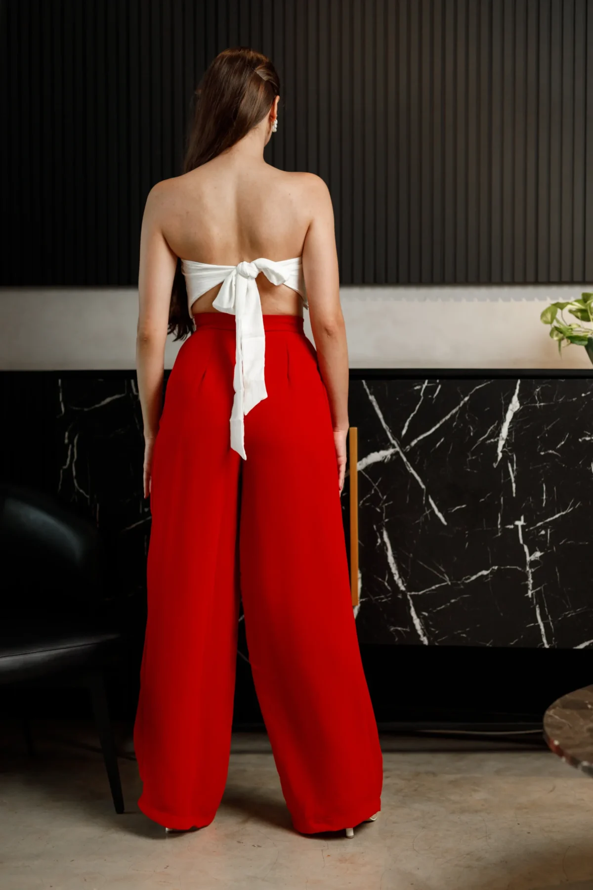 Red Waist Band Frill Pant - Image 2