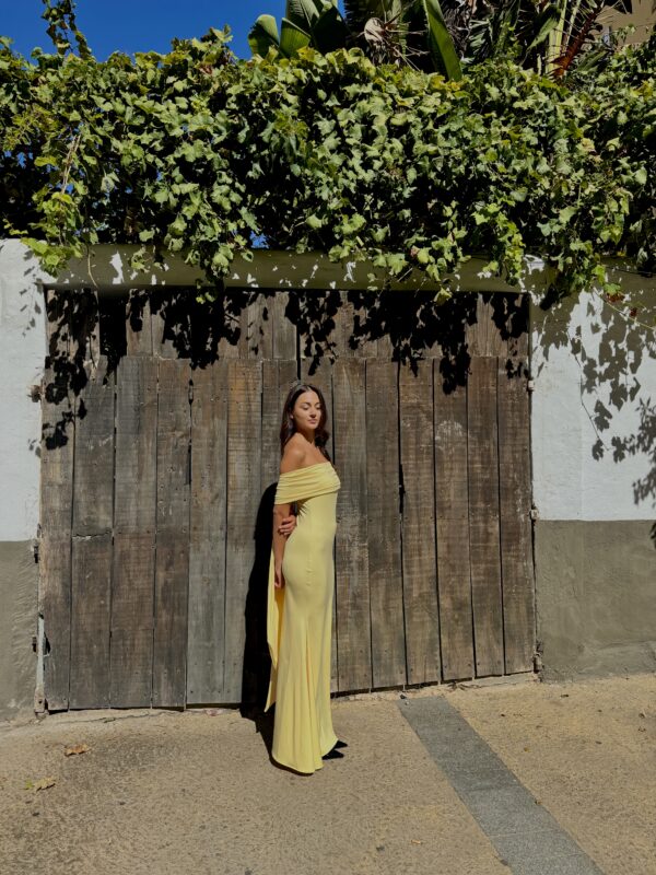 Yellow Bardot Maxi Exclusive Dress - Image 4