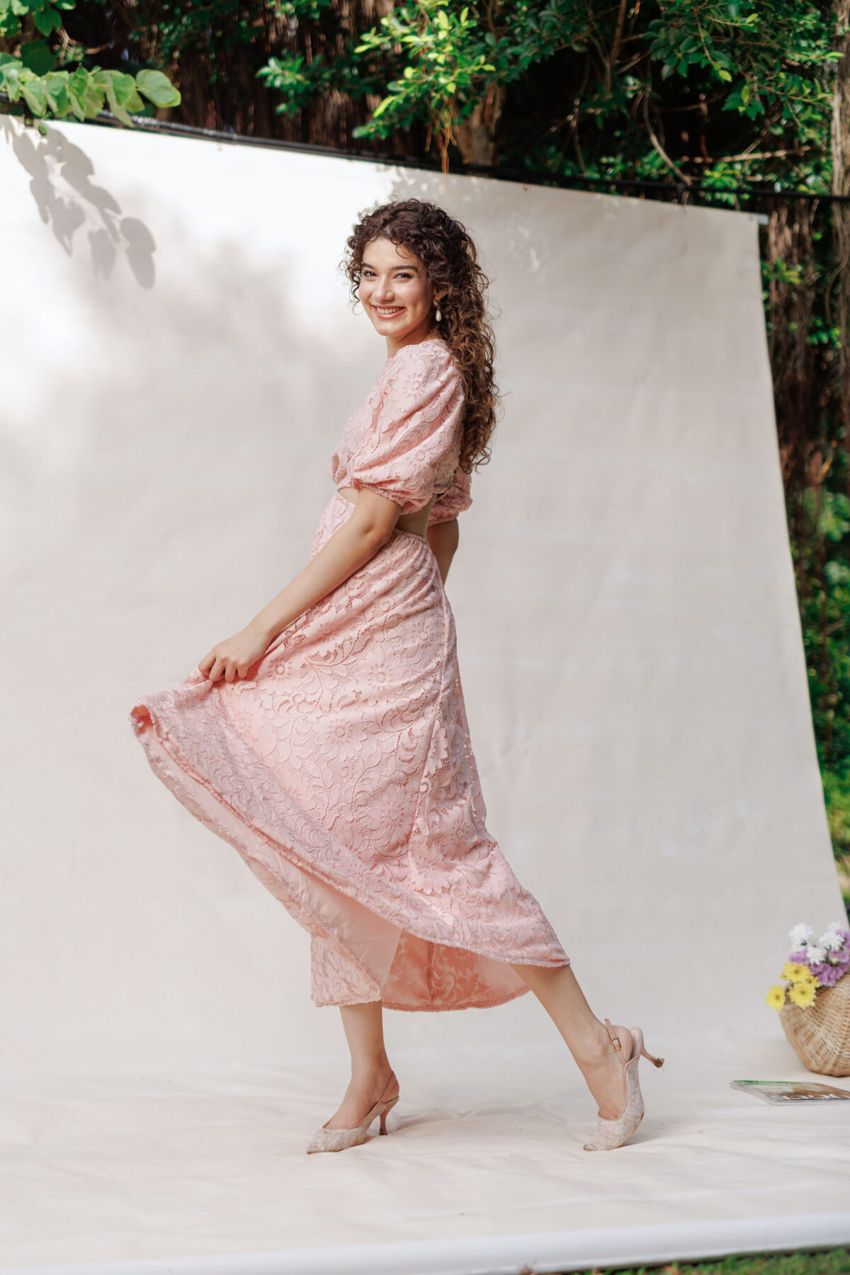 Cut Out Ring Celeste Blush Lace Dress - Image 4