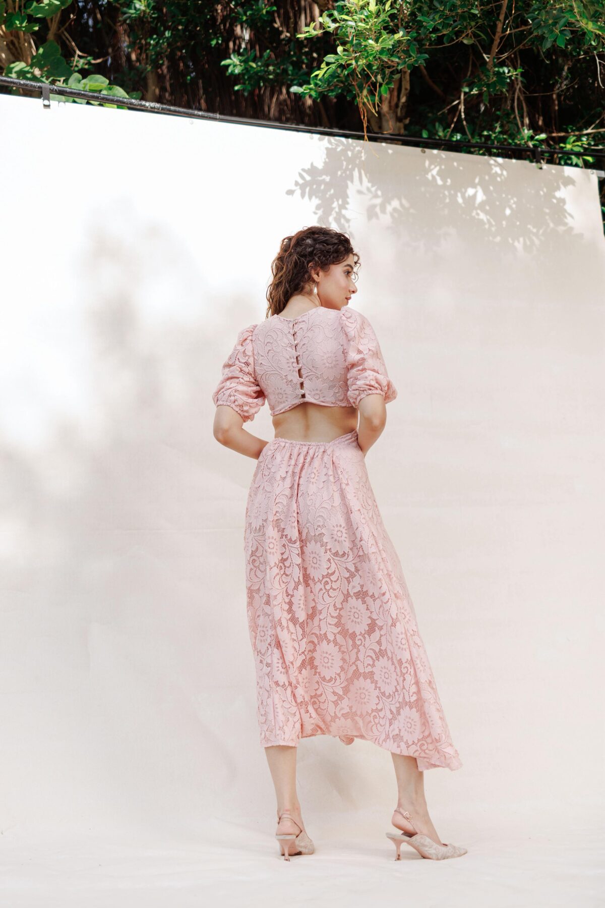 Cut Out Ring Celeste Blush Lace Dress - Image 3