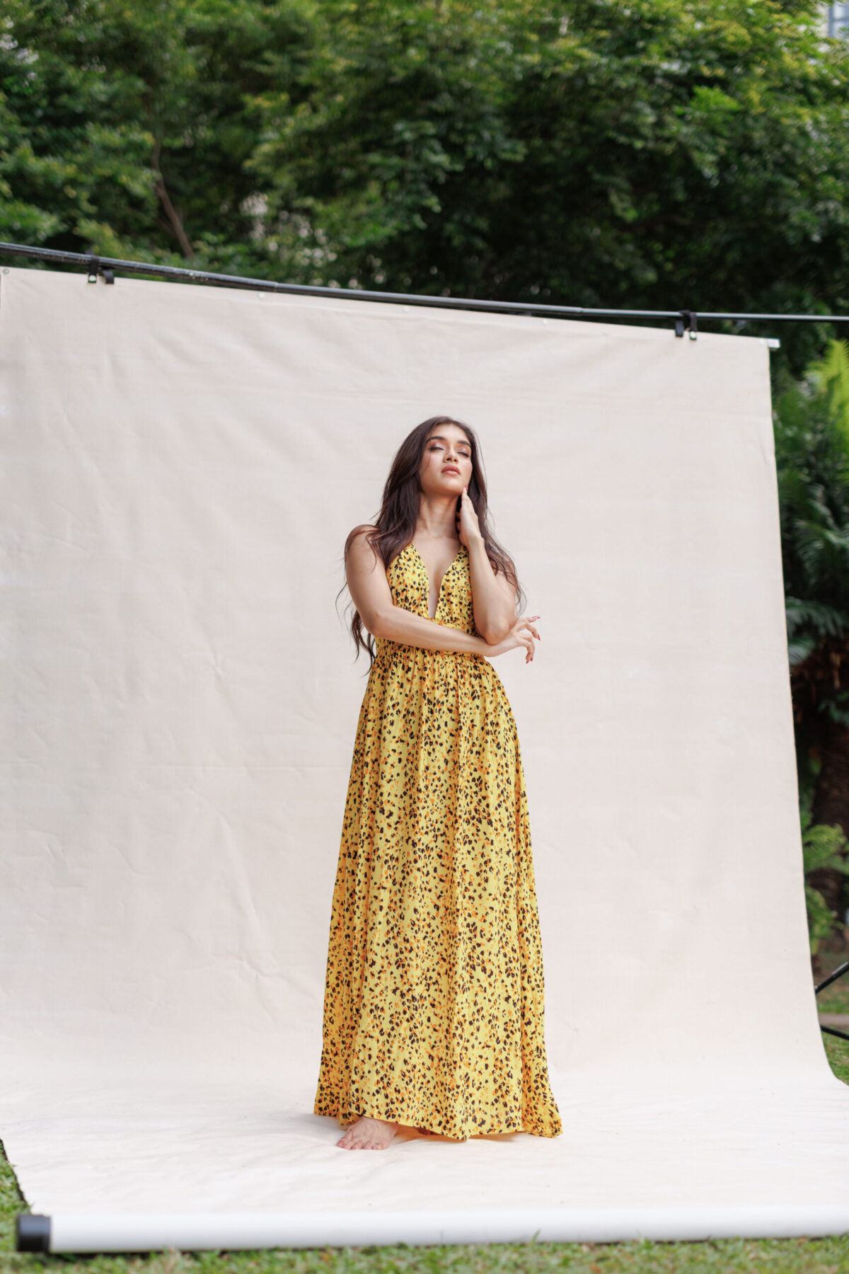Leopard printed yellow maxi dress - Image 3