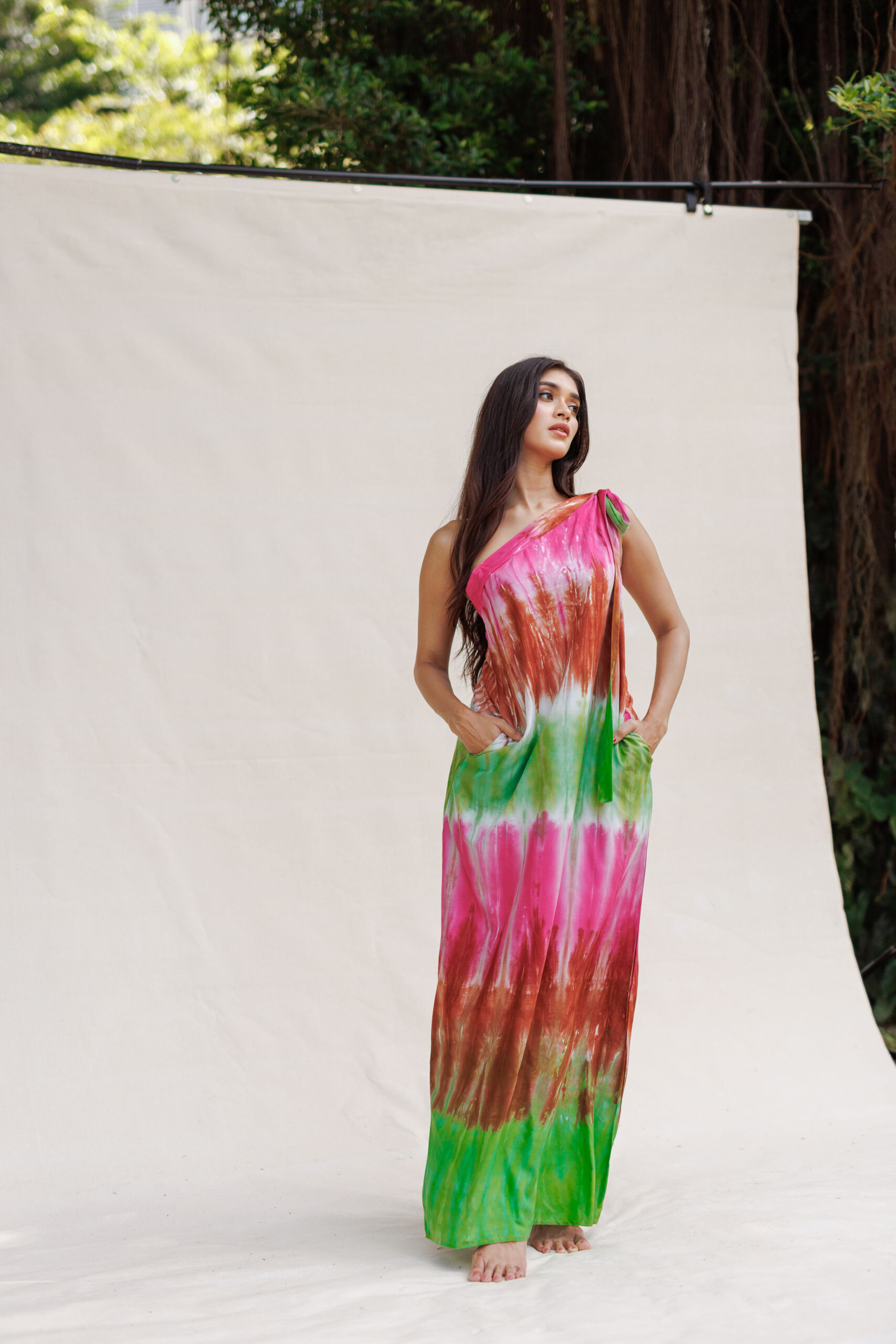One Side tie knot Batik Dress