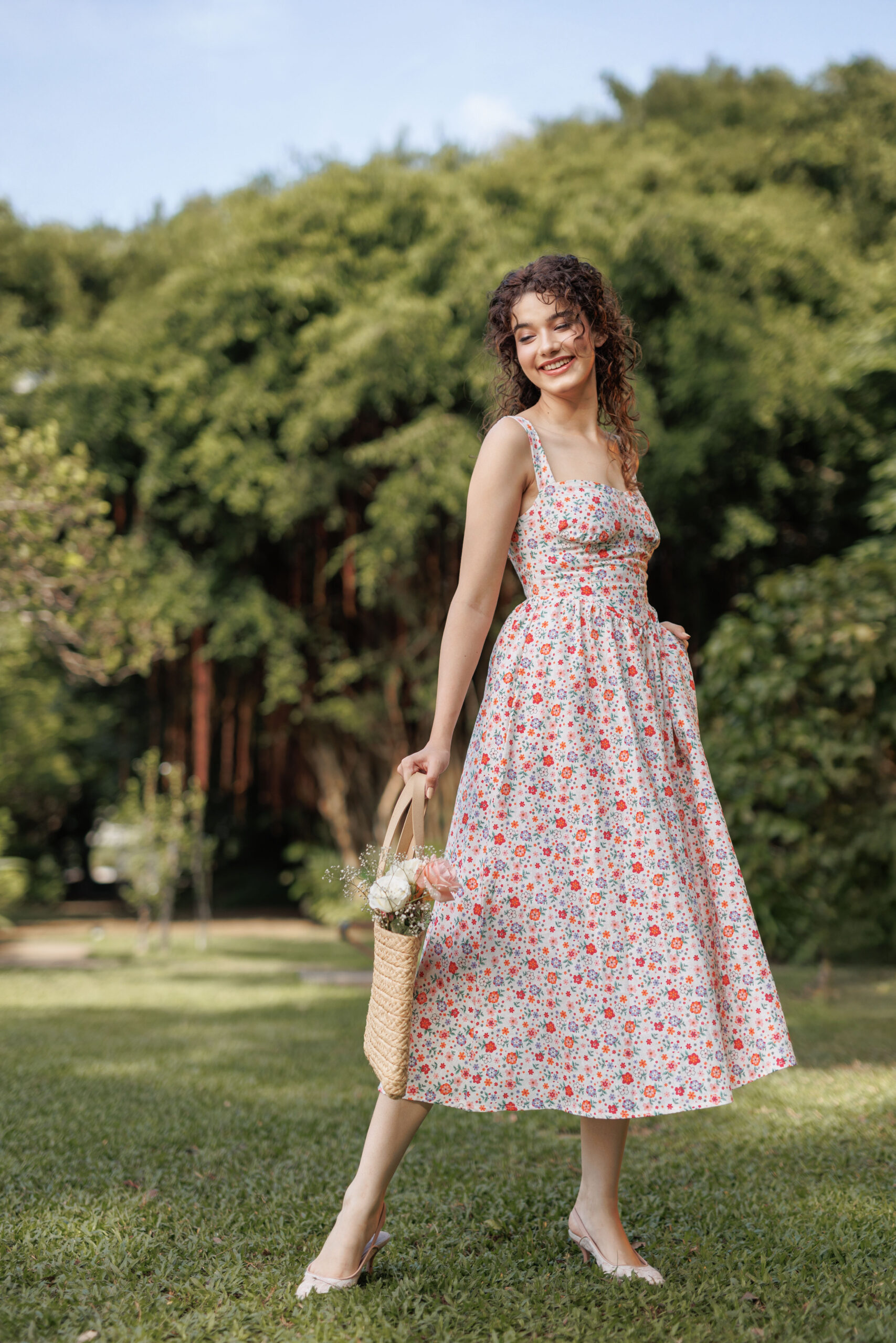 Tiny Floral Printed Strap Dress