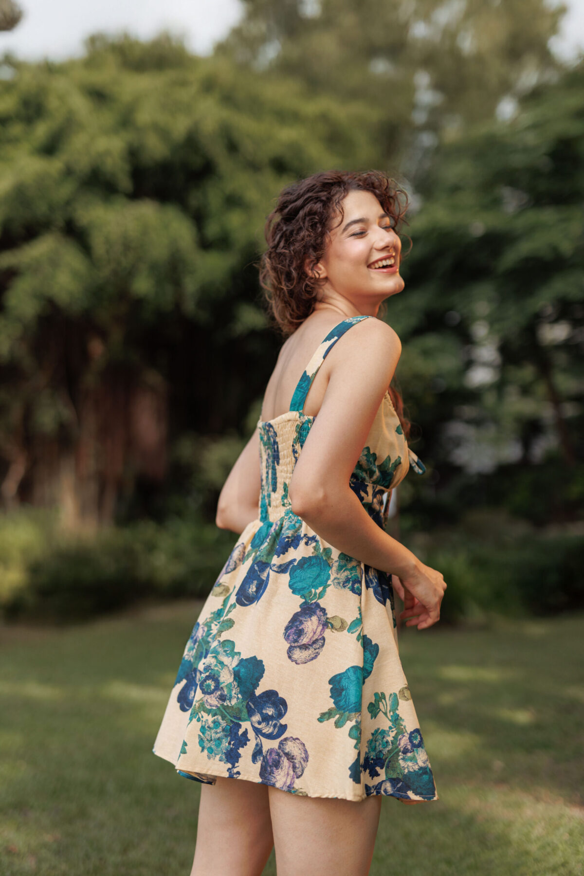 Green Florat Printed Short Dress - Image 2