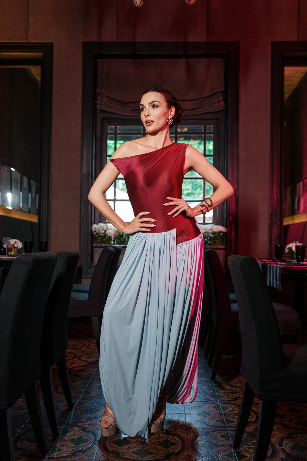 CITRUS DRAPE GOWN - RED